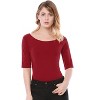 INSPIRE CHIC Women's Half Sleeves Scoop Neck Fitted Layering Soft T-Shirt - 2 of 4