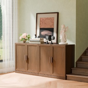 Spassway Storage Cabinet Floor Cabinets with Doors and Adjustable Shelves Wood Shelving Unit for Organizing Pantry Basement  Mudroom - 1 of 4