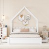 SeaCamel White Queen Size Wood House Platform Bed - Guardrail & 2 Storage Drawers, Kid-Friendly Design for Bedroom/Kids' Room - 4 of 4