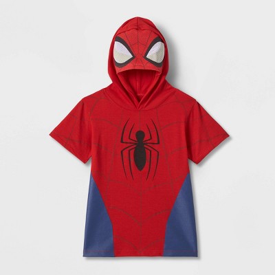Toddler Boys' Spider-Man Cosplay Solid Hooded T-Shirt - Red 12M