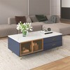 Modern Coffee Table with Storage, 47" Rectangle Accent Center Table, Wooden TV Stand with Drawers and Glass Doors for Living Room Bedroom Office - 2 of 4