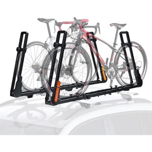TOOENJOY Roof Mount Bicycle Car Rack, Upright Bike Rooftop Mount Rack with Dual Load Arm & Safe Ratchet Lock,Only for Movable Crossbar - 1 of 4