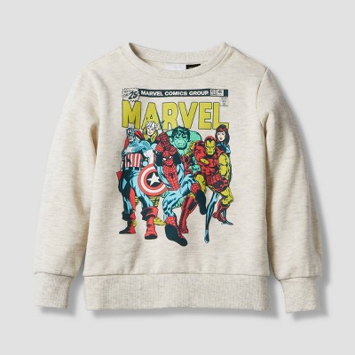 Toddler Boys' Marvel Solid Pullover Sweatshirt - Oatmeal 4T