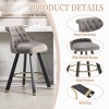 MOONMISS Set of 2 velvet bar chairs,Back pull point design, 360 degree rotation, back pull loop detachable design, rivet decoration - 3 of 4