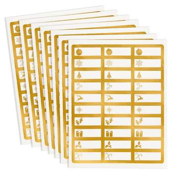 Juvale 210 Pack Printable Address Labels, Gift Labels for Holidays, Gold Foil, 10 Designs (2.5 x 0.9 In)