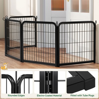 Black Metal 6-Panel Pet Playpen for Indoor/Outdoor Use