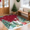 Modern Red Christmas Rug with Snow Tree Print Ultra Soft Thin Floor Mat Non Slip Washable for Bathroom Bedroom Living Room Decor - 2 of 4