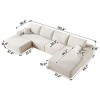 135 inch Plush Corduroy Fabric White Cloud Sectional Sofa Comfort U Shaped Sofa with 1 Ottoman for Living Room - 4 of 4