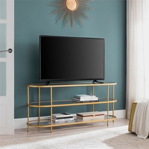Brass Finish Oval TV Stand - Henn&Hart - 1 of 4