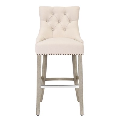 WestinTrends 24" Linen Fabric Tufted Buttons Upholstered Wingback Counter Stool