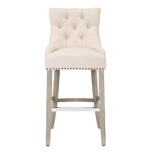 WestinTrends 29" Linen Fabric Tufted Buttons Upholstered Wingback Bar Stool - 1 of 4