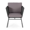 GDFStudio San Marco Outdoor Rope Weave and Iron 3 Piece Chat Set with Cushion, Dark Gray/Black - 4 of 4