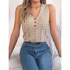 Clearlove Women's Crochet Knit Sleeveless V Neck Sweater Vest Sweater Tank Tops for Women Summer Hollow Casual Loose Fit Tank Tops - 4 of 4