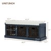 Lyngins Rustic Storage Bench with 3 Removable Classic Rattan Basket, Linen Blend Ottoman with Removable Cushion, No-Assembly Storage Ottoman Bench - 2 of 4
