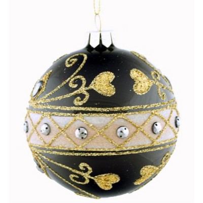 Season's Designs Christmas Tree 100Mm Bulk Pack Black/Gold Jewel Mouthbl