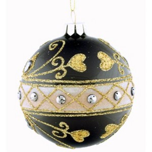 Season's Designs Christmas Tree 100Mm Bulk Pack Black/Gold Jewel Mouthbl - 1 of 1