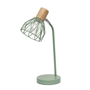 Simple Designs 18.19" Industrial Farmhouse Fusion Adjustable Cage Wire Accent Desk Lamp - 1 of 4