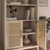 INFURNIC Decorative Storage Cabinets Bohemian Arched Display Cabinet with Adjustable Shelves and Rustic Rattan Doors, Brown, 31"*18.5"*70" - 3 of 4