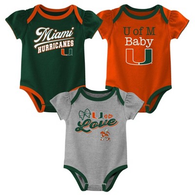 NCAA Miami Hurricanes Infant Girls' 3pk Bodysuit