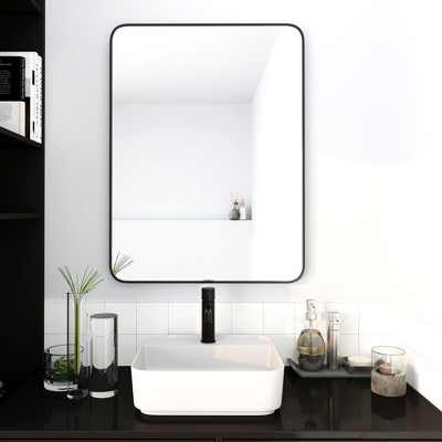 24 x 32 Inch Black Bathroom Mirror,Rectangle Vanity Wall Mirror,Modern Mirror for Wall,Rectangular Mirror for Bedroom Living Room Entryway