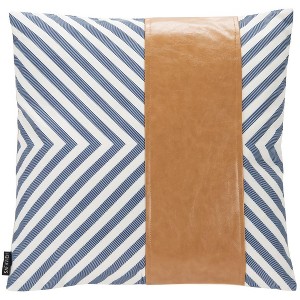 Endra Pillow - Navy/White/Tan - 18"X18" - Safavieh - 1 of 4