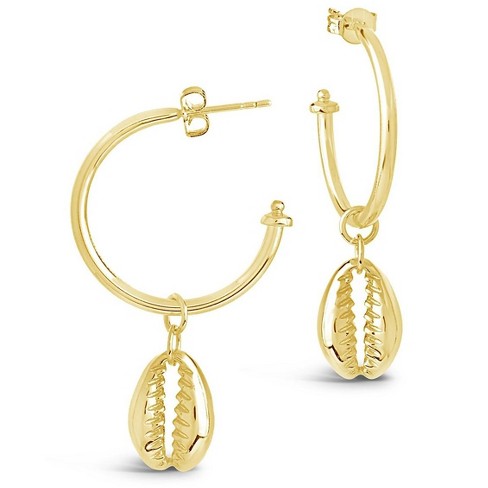 Gold puka shell earrings sale