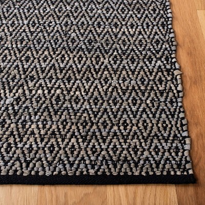 Handmade Light Grey and Grey Cowhide Flat Woven Rug