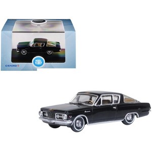 1965 Plymouth Barracuda Black with Gold Stripes 1/87 (HO) Scale Diecast Model Car by Oxford Diecast - 1 of 4