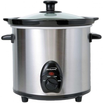 MegaChef Triple 2.5 Quart Slow Cooker and Buffet Server in Brushed Silver