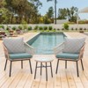 IULULU 3 Piece Patio Bistro Set, Wicker Chairs with Table & Cushions for Outdoor Spaces - 4 of 4