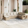 vidaXL 9 Piece Patio Sofa Set with Cushions Beige Poly Rattan - 2 of 4