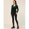 Allegra K Women's Double Breasted Notched Lapel Velvet Cropped Jacket - 3 of 4