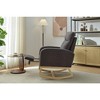 Modern Style Rocking Chair With Solid Wood Legs, Comfortable Armchair With Side Pockets Leisure Armchair With High Backrest Teddy Bear - 4 of 4