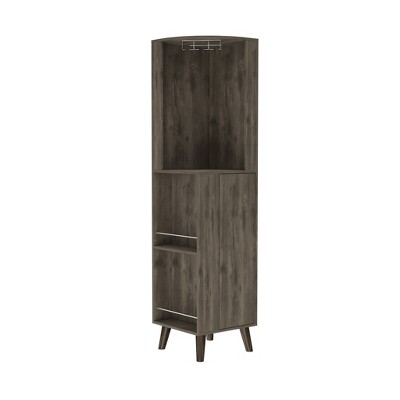 HomeRoots 73" Dark Brown Wood Corner Bar Cabinet With One Drawer