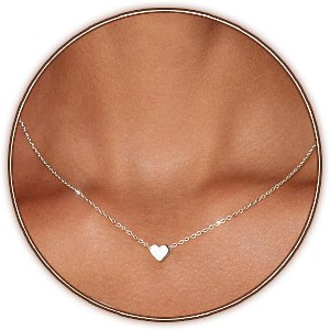 Gold/Silver Plated Heart Necklace for Women, Dainty Love Pendant Choker, Trendy Layered Chain Jewelry Gift for Her - 1 of 4