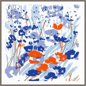 Amanti Art 30"x30" Flower Meadow by Jenny Frean Framed Canvas Wall Art Print : Modern Botanical Lithograph, Large Decor - 1 of 4