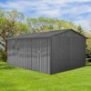 NicBex 10ftx12ft Outdoor Storage Shed with Hinged Door and Pent Roof Metal Garden Shed with Window for Backyard, Lawn, Dark Gray - 3 of 4