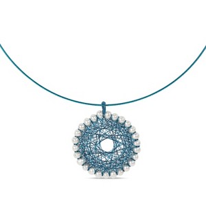 EVERLY JEWELRY | 4-5mm Cultured Freshwater Potato Pearl Blue Copper Wrapped Pendant with Blue Wire - 18 in - 1 of 1