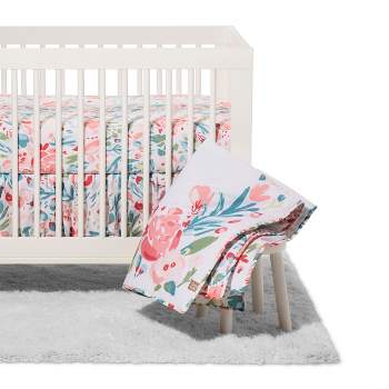 Trend Lab Painterly Floral Baby Nursery Crib Bedding Set - 3pc