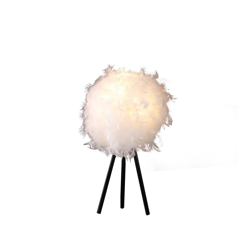 20.5&#34; Pure White Feather Shade Tripod Modern Metal Table Lamp - Ore International, 2 of 6