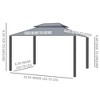 10' x 12' Hardtop Gazebo with Curtains and Netting, Permanent Pavilion Metal Double Roof Gazebo Canopy with Aluminum Frame and Hooks, for Garden - 3 of 4
