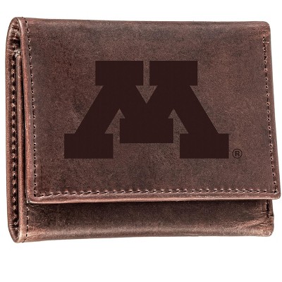 Evergreen NCAA Minnesota Golden Gophers Brown Leather Trifold Wallet Officially Licensed with Gift Box