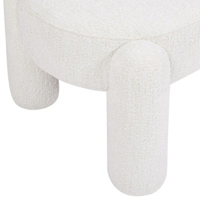 Milk Cream White Boucle Upholstered Eucalyptus Bench