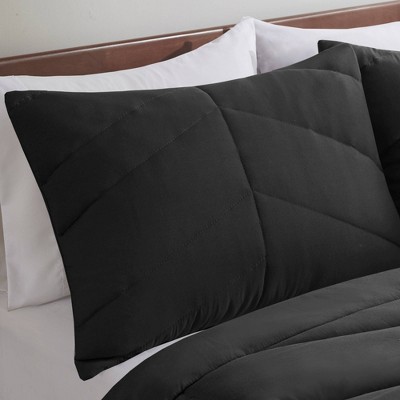 Black Twin Microfiber Reversible Chevron Comforter Set