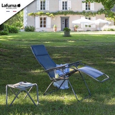 XL Ocean Blue Zero Gravity Recliner with Cushions and Steel Frame