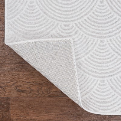 Porter White and Light Gray Geometric Polyester Area Rug