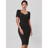 Hobemty Women's Vintage Sweetheart Neck Puff Short Sleeve Midi Pencil Dress - 2 of 4