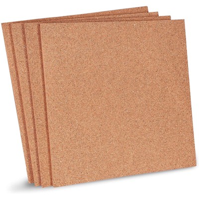 Natural Cork Tile Boards, Frameless Mini Wall Bulletin Boards (12 x 12 Inches, 4-Pack)