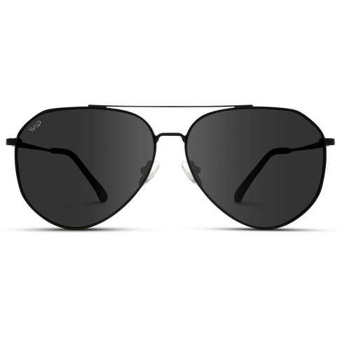 WMP Eyewear Geometric Metal Frame Aviator Polarized Sunglasses - Black  Frame/Black Lens