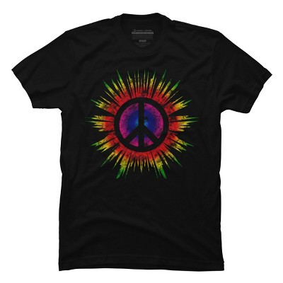 Men's Design By Humans Tie Dye Peace Sign By Mel00 T-Shirt
